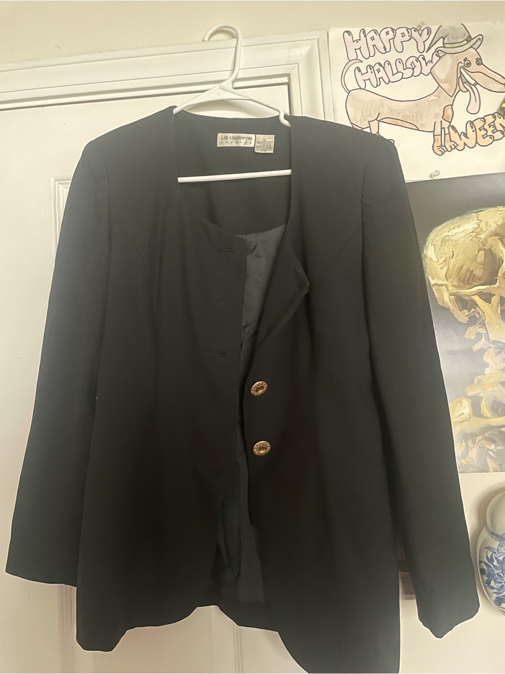 Liz Claiborne Black Blazer with Gold-Tone Buttons